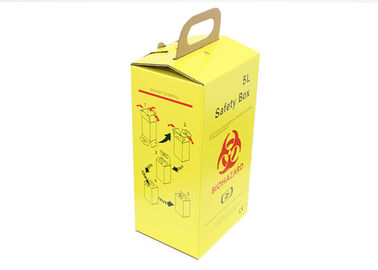 医学のbiohazardの無駄箱の段ボール紙の物質的で黄色/白い色